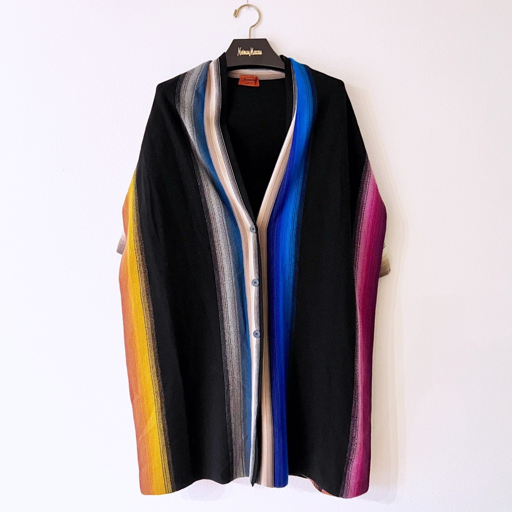 Missoni striped wool cardigan poncho sz 46 large xl